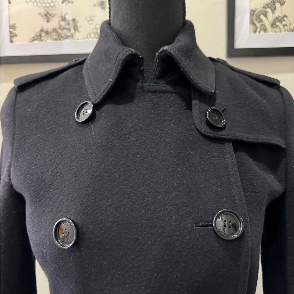 Authentic Burberry Kensington Wool Black Double-Breasted Trench Coat - Picture 8 of 8